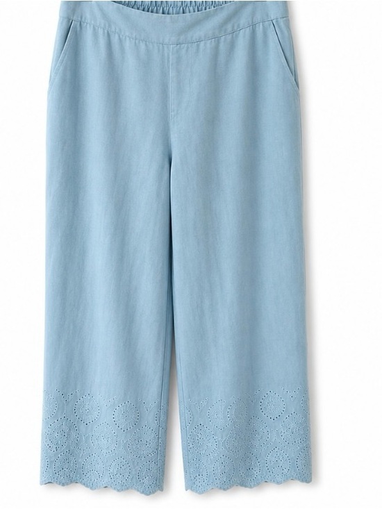 Elie Tahari Pants - ELIE TAHARI Lesley Coastal 100% Linen Eyelet Wide-Leg Pants US 12/14